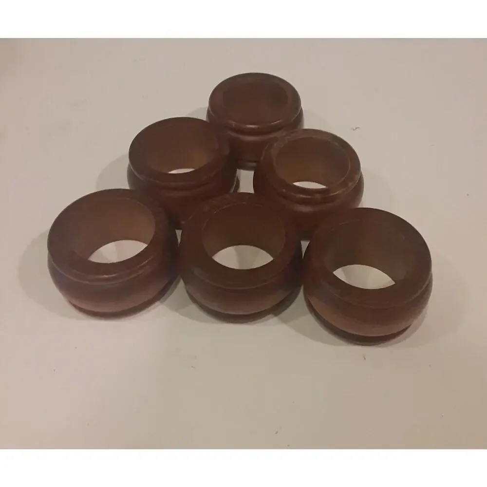 Vintage Wooden Napkin Rings X 6 Versatile Decor Masculine